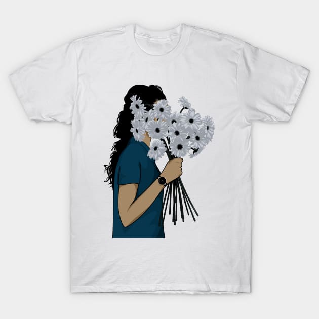 Girl with flowers T-Shirt by DG vectors